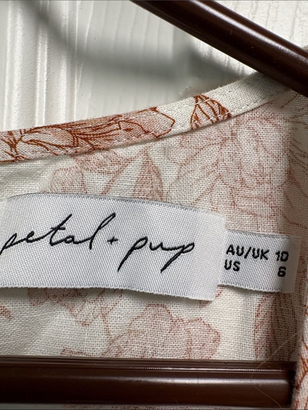 Petal & Pup Cream Dress with Brown Floral Print Size 6 - Picture 4 of 5